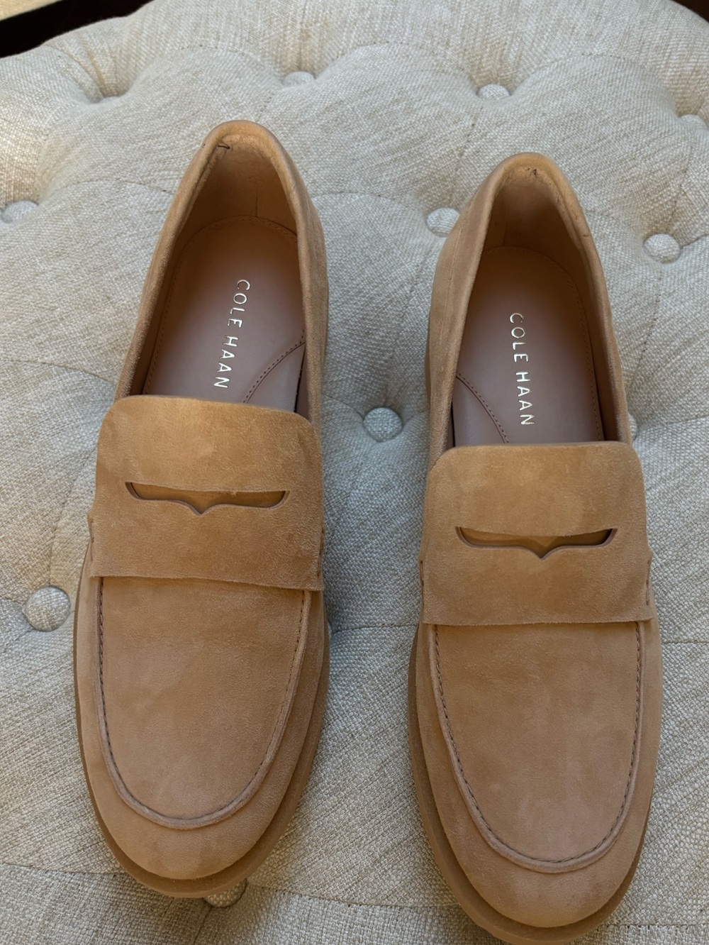 NWOT Cole Haan Tan Suede Penny Loafers Never worn